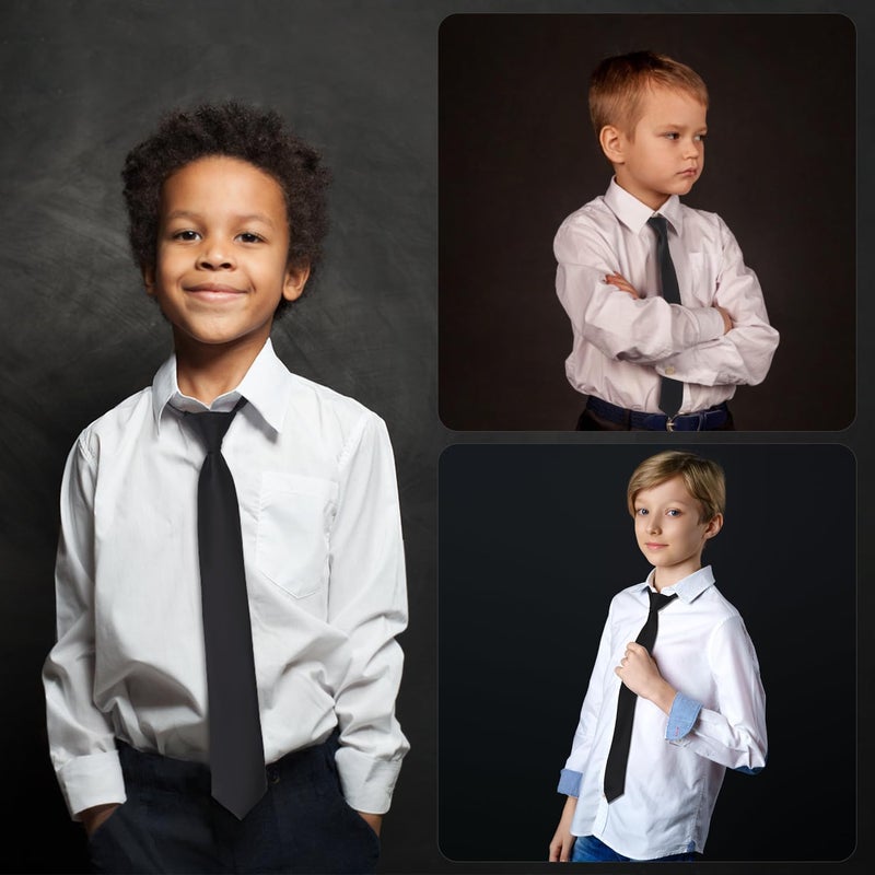 Eshwb Boys Tie Pre-Tied Adjustable Kids Neckties for Age 8-12, 15 Inch Woven Formal Kids Tie School Wedding - Image 3